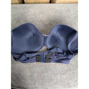 Torrid Navy Blue Black Lace Push Up Balconette Bra 42DDD Underwire Padded